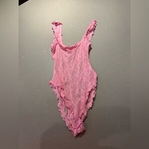 SKIMS Pink Lace bodysuit